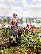 Daniel Ridgeway Knight, Maria on the Terrace with a Bundle of Grass